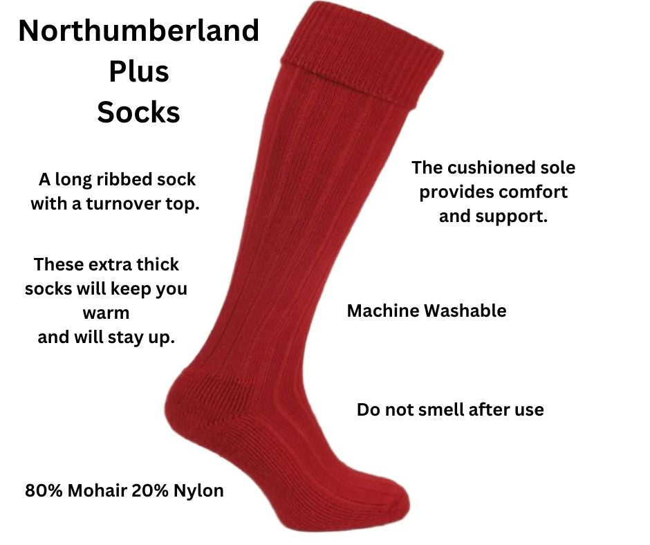 A long ribbed Mohair Sock with a turnover top, extra thick.
