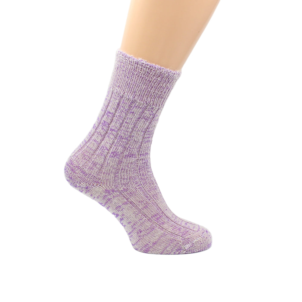 
                      
                        UK made mohair bed socks in a purple colour
                      
                    