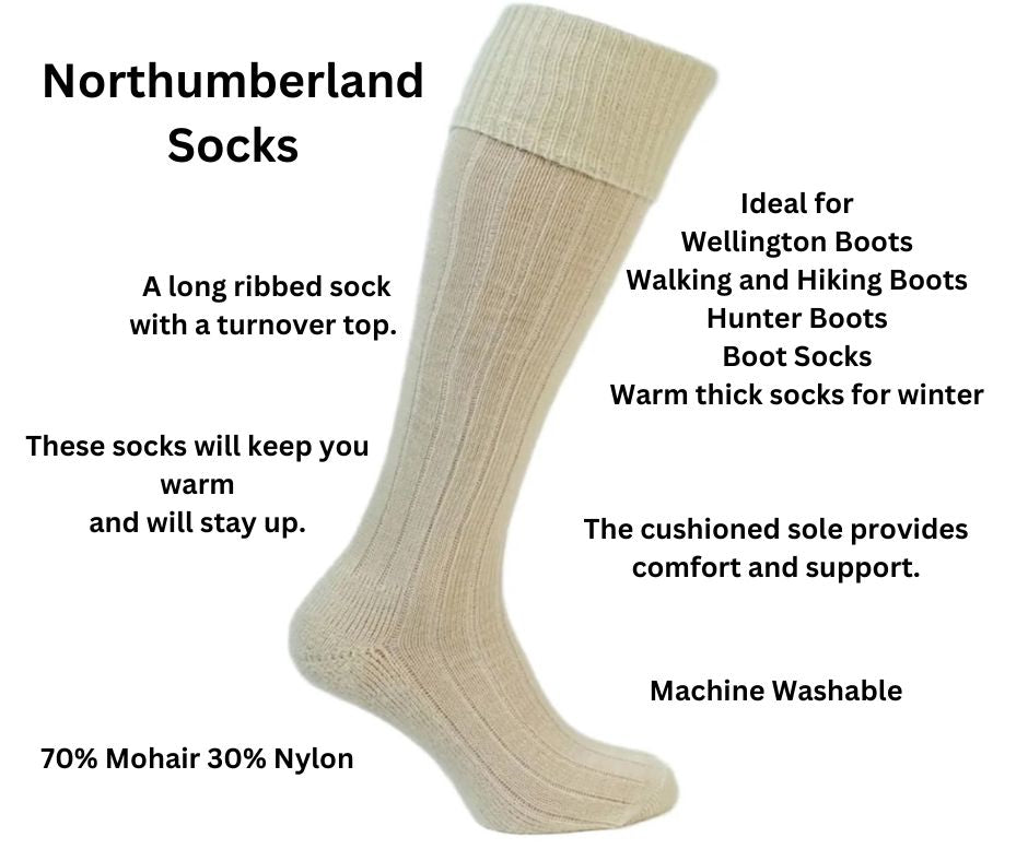 Northumberland Full Length Thick Mohair Sock UK Made Capricorn Mohair Socks