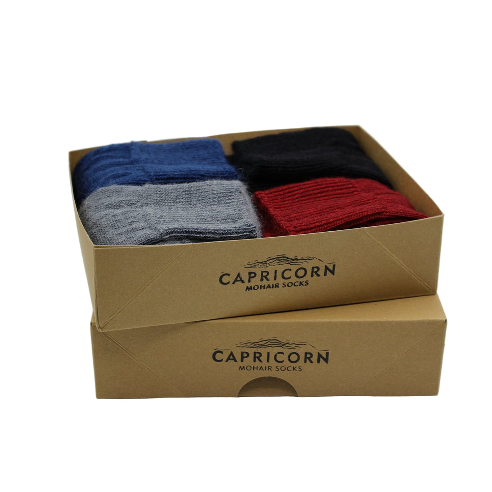 
                      
                        Four pairs of Surrey mohair socks from Capricorn Mohair – breathable, durable, and stylish everyday socks
                      
                    
